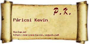 Páricsi Kevin névjegykártya