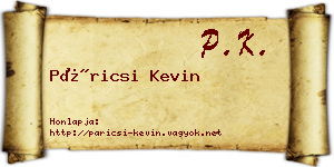 Páricsi Kevin névjegykártya